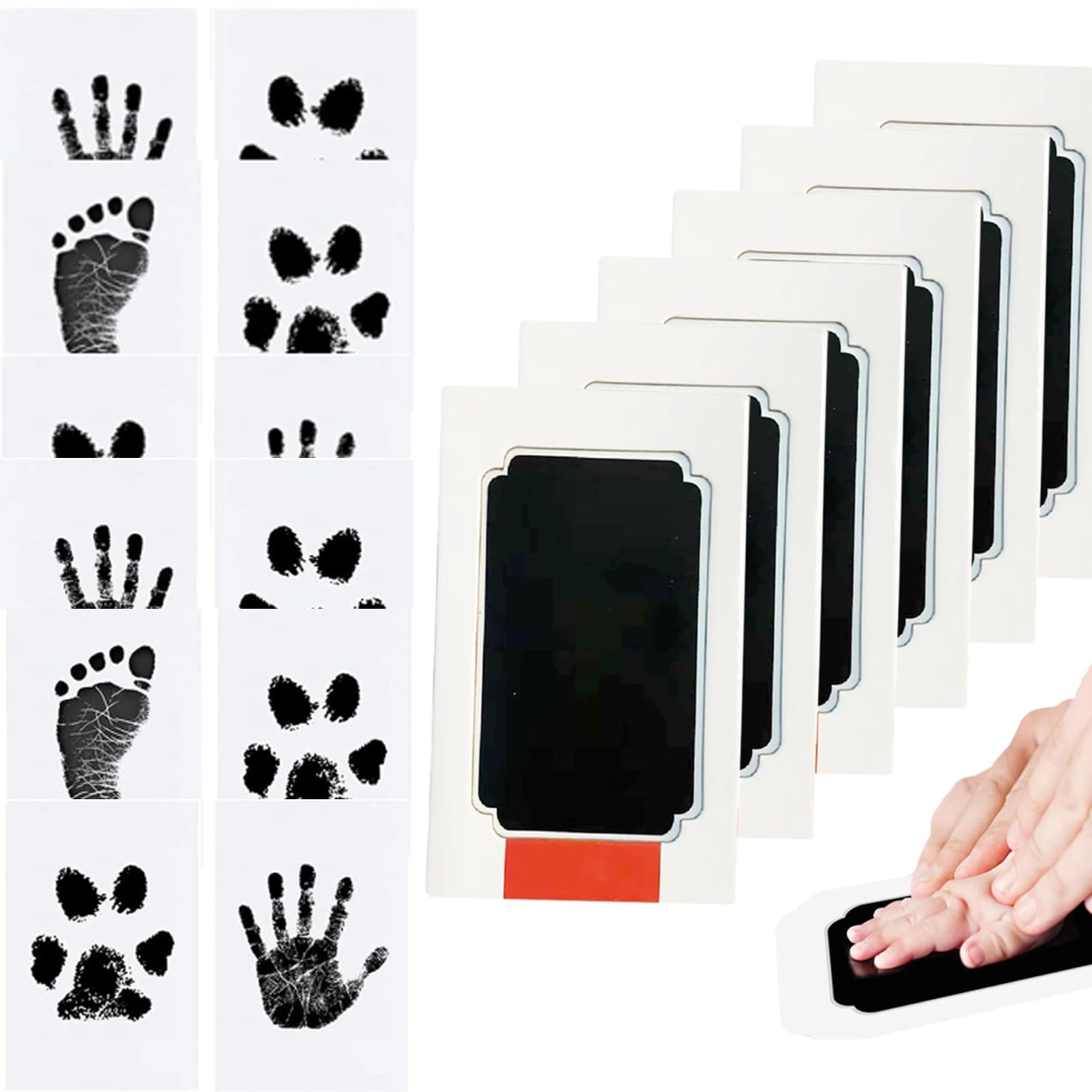 6 Pieces Footprint Baby Qiundar Baby Imprint Set Baby Footprint Set, Handprint Clean Touch Ink Pad