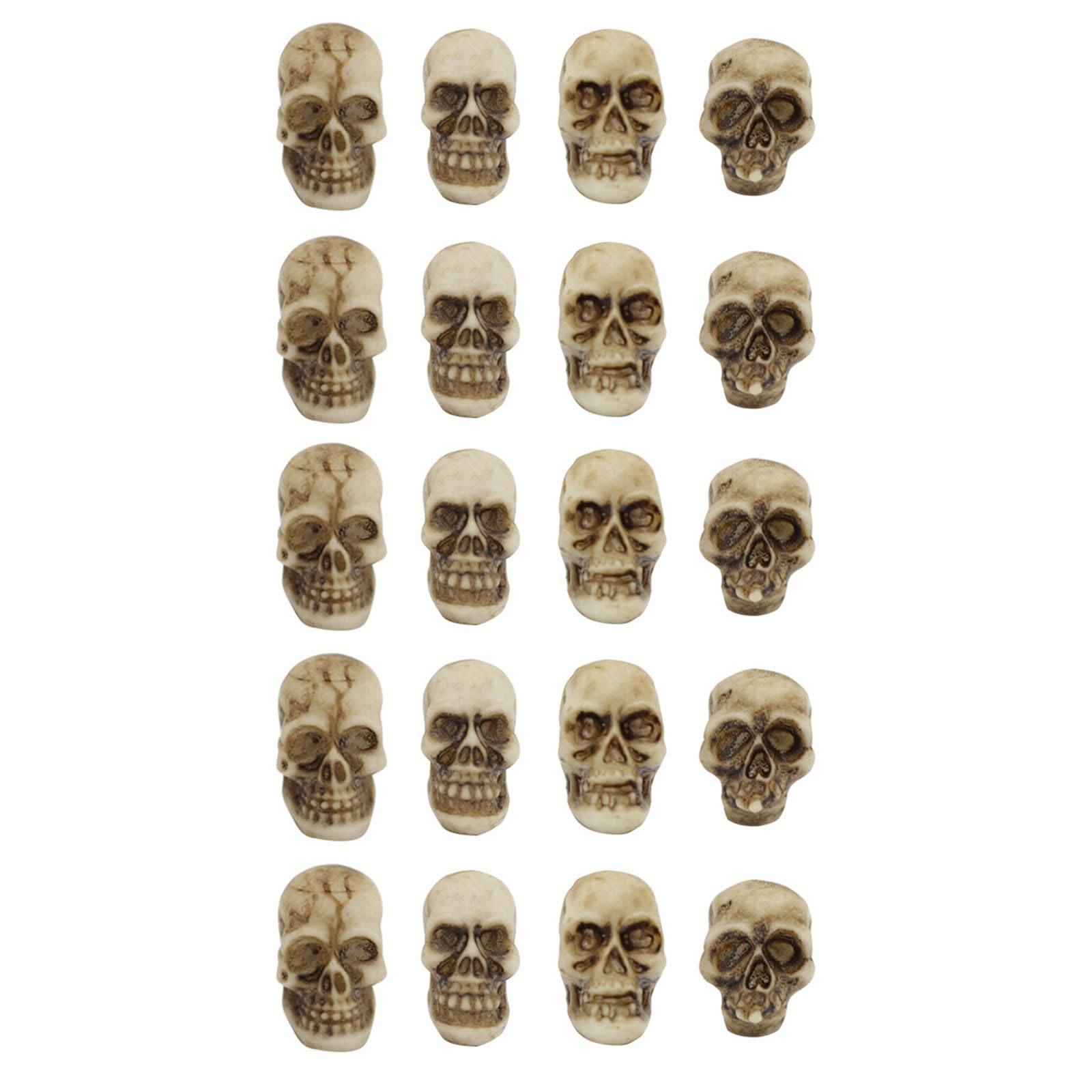 CANNXI Home Decor,20Pcs Resin Realistic Skull Toy Halloween Decorative Small Skull Skeleton Head Skull Figurine Garden Ornaments