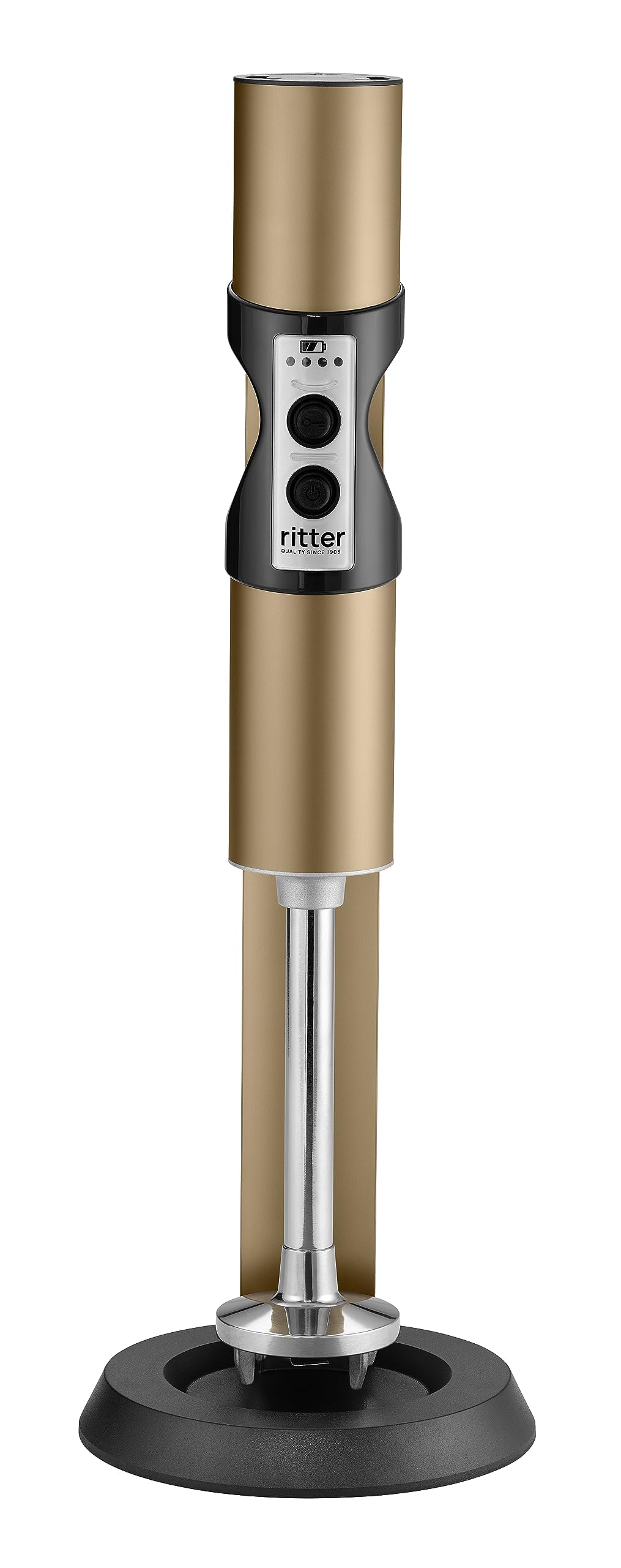 ritter stilo 7 Kabelloser Akku-Stabmixer, Made in Germany, Dunkles Braun