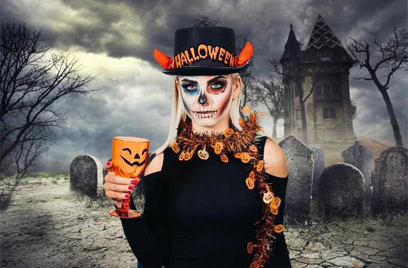 12x10ft Halloween Cemetery Photo Backdrop - Pumpkin Graveyard Scary Background For Parties