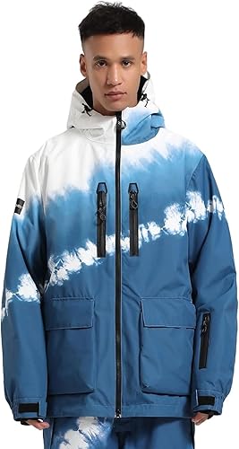 Chaqueta de esquí para hombre, chaqueta de nieve impermeable para snowboard, chaqueta de nieve aislada a prueba de viento con capucha cálida