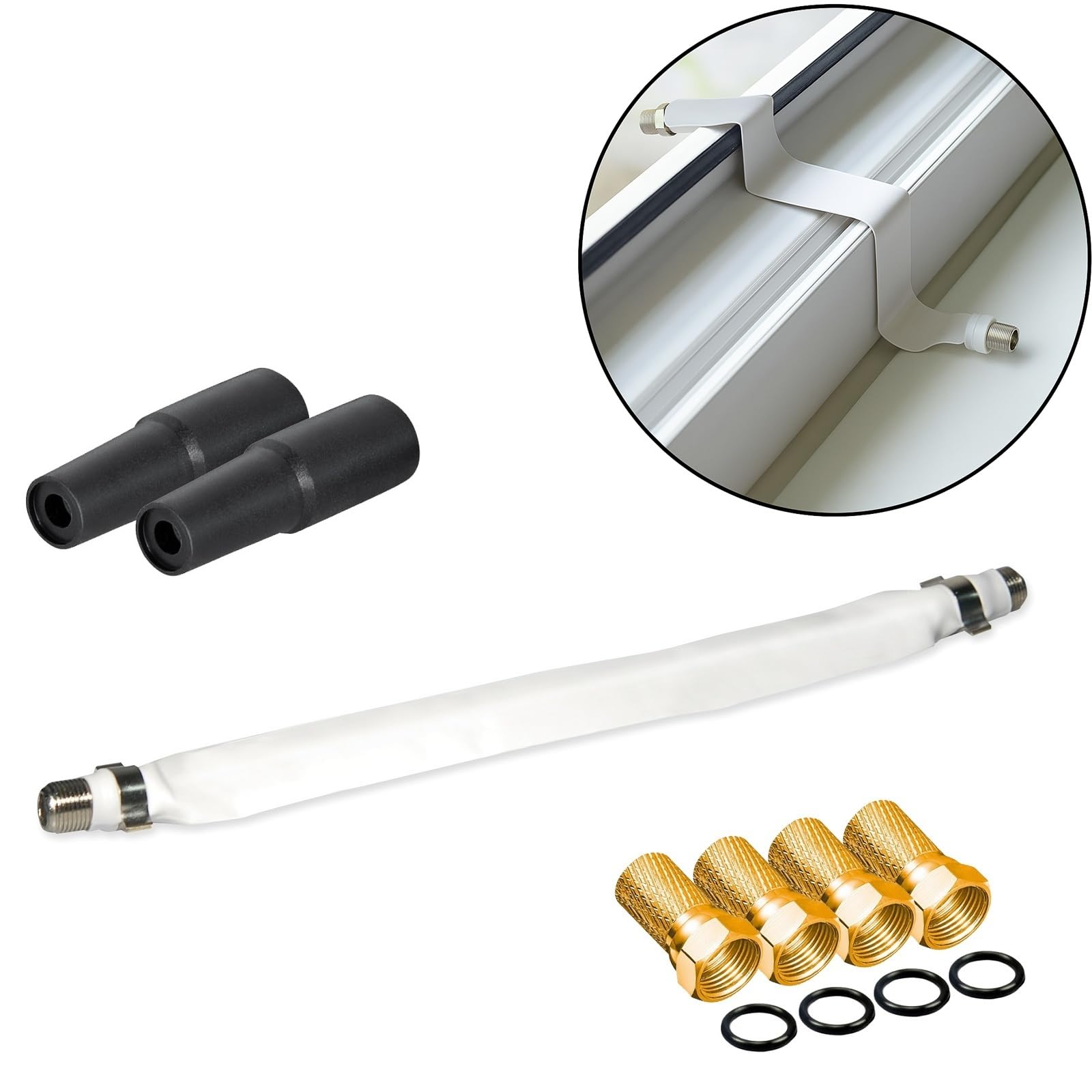 Sat Flachantenne mit Single LNB Selfsat H30D1+ HD Sat-Anlage für 1 TV kompakte Antenne inkl. Fensterhalterung 10 m Koaxialkabel SAT-Finder Zubehör-Set