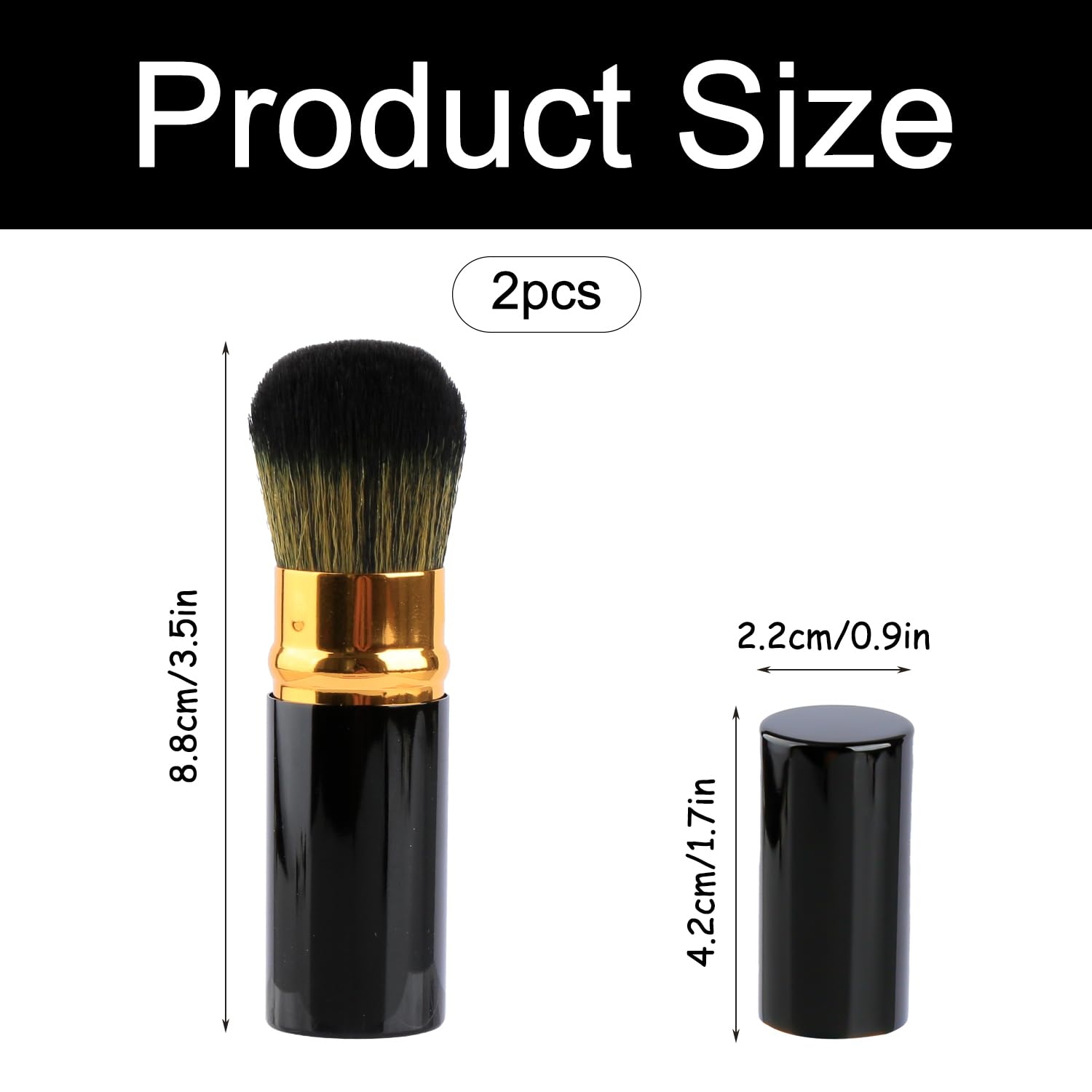Luckious 2 PCS Retractable Blush Brush with Lid, Travel Makeup Brush - Image 2