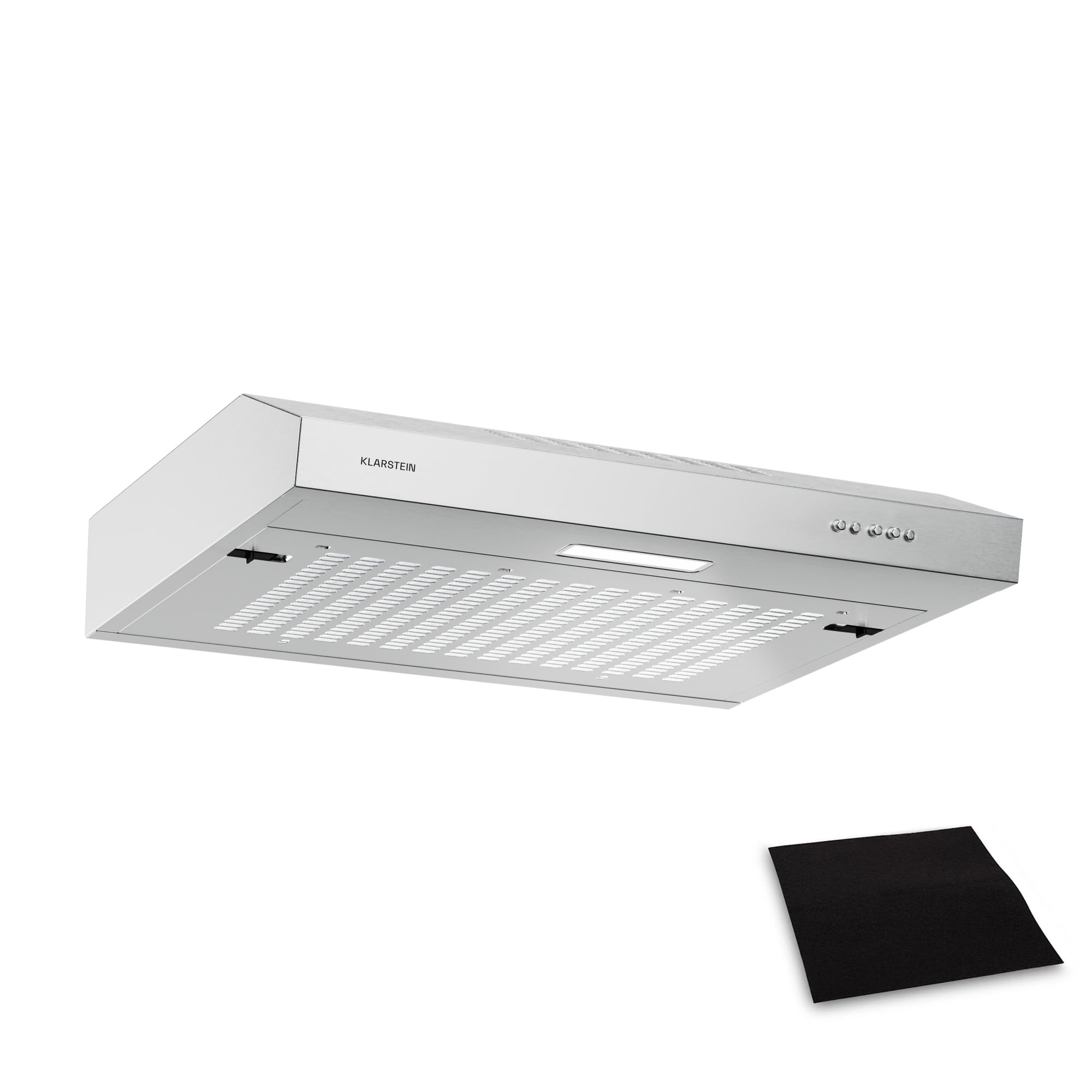 Klarstein SlimVent Hotte Aspirante, 60 cm Hotte de Cuisine Gain de Place, 178 m³/h, Énergie A+, Silencieuse 52 dB, LED, Filtre à Charbon, à Tiroir, Argent