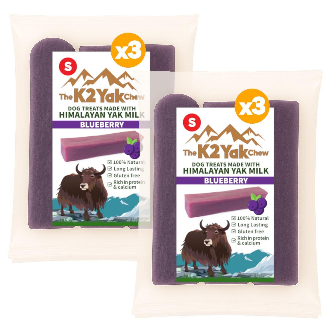 K2 Yak Chews Blueberry Flavour Dog Treat – 100% Natural Himalayan Yak Milk Chew, Long Lasting Dental Stick for Puppies & Small Dogs, Vegetarian, Gluten & Grain Free (30–40g, Pack of 6) — image 1