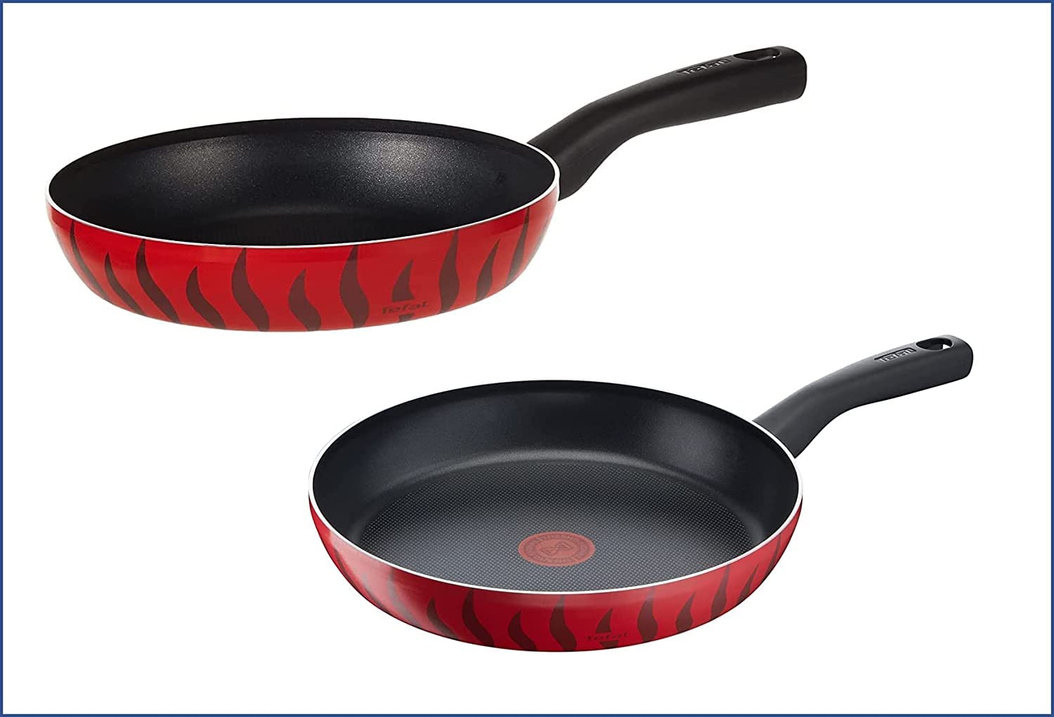 Tefal Tempo Flame Frypan Set of 2, C3040683P1, Red/Black, 28 Cm + 24 Cm,Aluminium