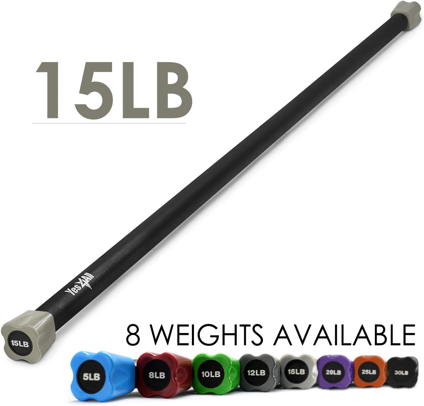 Yes4All Total Body Workout Weighted Bar Resistance Band Pilates Bar