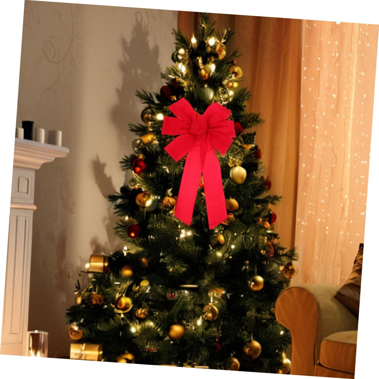 10 Piezas Lazo De Terciopelo Rojo Decoración Festiva para Árbol De Navidad Puerta Evento Hogar Exterior Elegante DIY