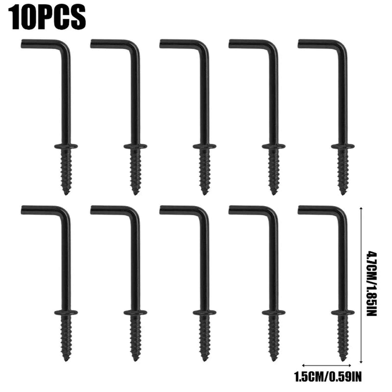 Crochet en L Mural Vis autotaraudeuse robuste, crochet métallique en forme de L, plafond à Angle droit for suspendre l'organisateur de la maison(Black,100PCS)