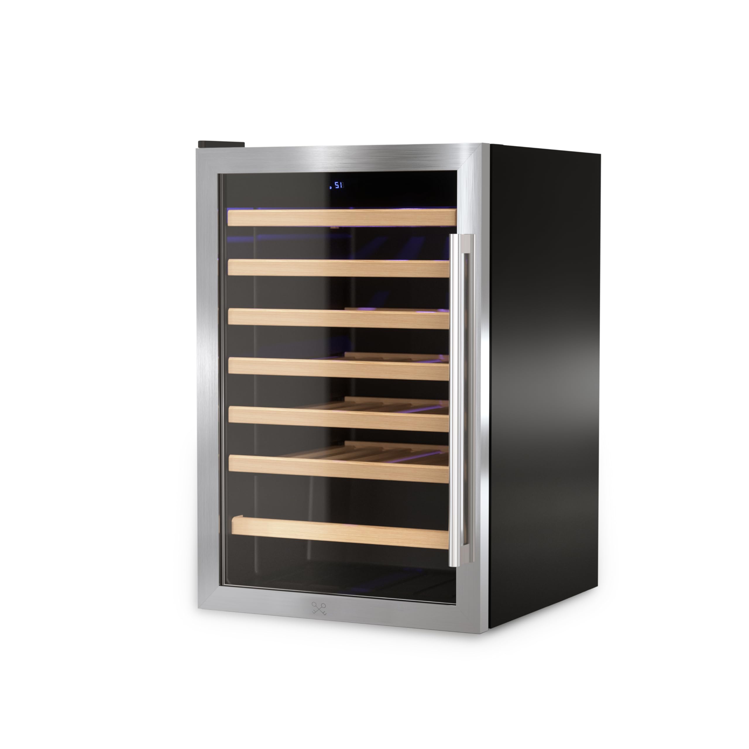 LES PETITS CHAMPS Cantinetta per vino CAVC48, 48 bottiglie, 128L, 6 ripiani in legno, temperatura regolabile da 4 a 18°C, raffreddamento termodinamico, design elegante, luce LED, vetro anti-UV