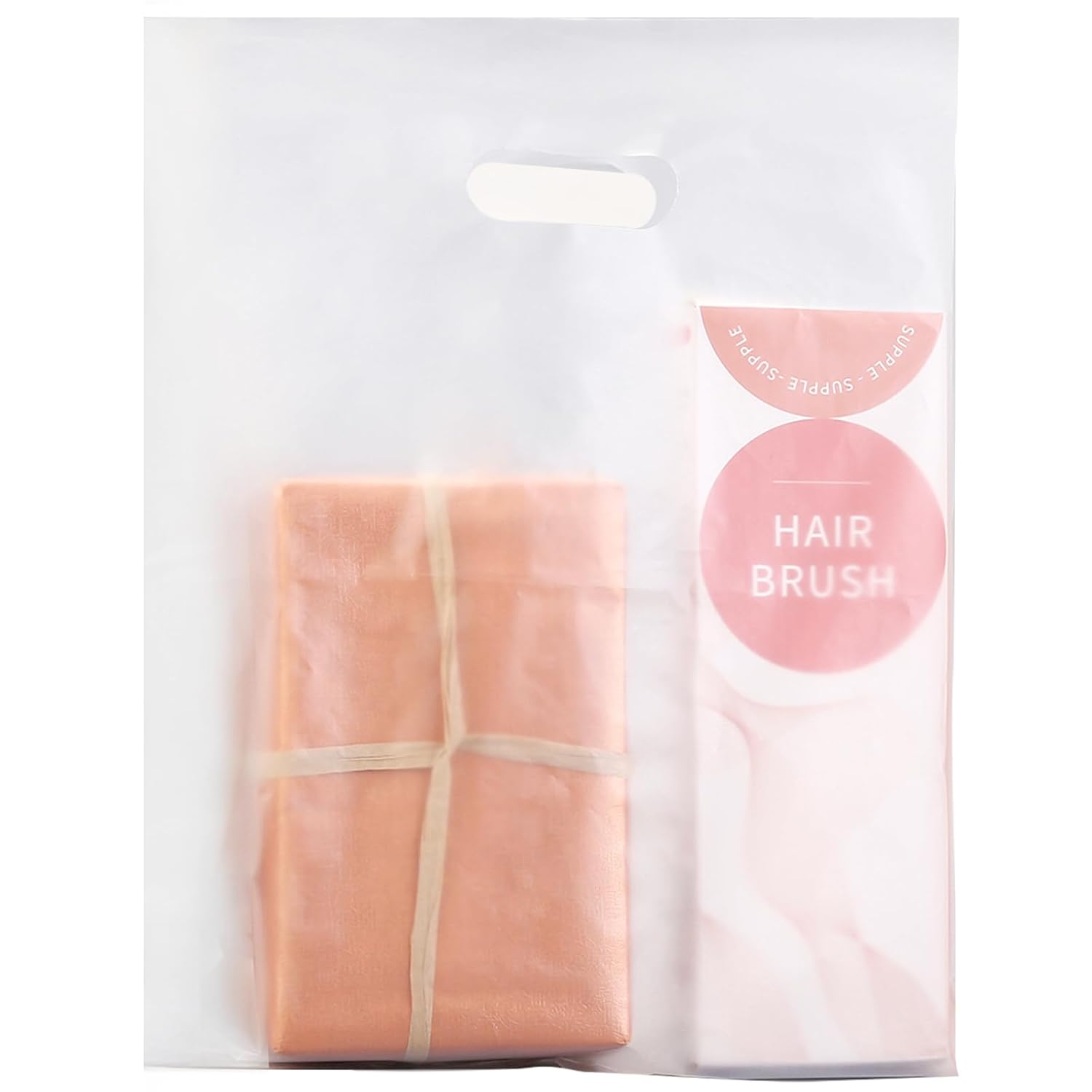 100pcs Plastic Bags With Handles, 12″ x 15″ Merchandise Shopping Bags for Small Business Retail Boutique Stores