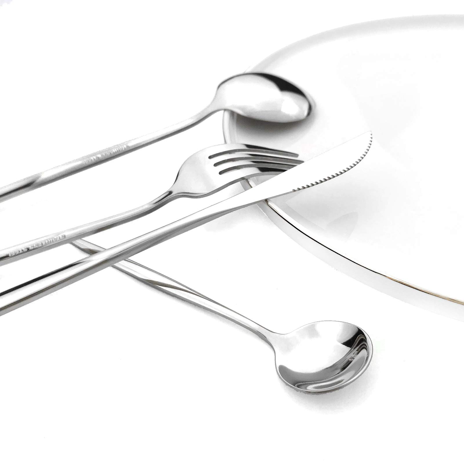 Juego de cubiertos de plata de 36 piezas, cubiertos de acero inoxidable 18/0, cubiertos de acero inoxidable para hogar, cocina, fiesta, hotel, restaurante, servicio de boda para 6