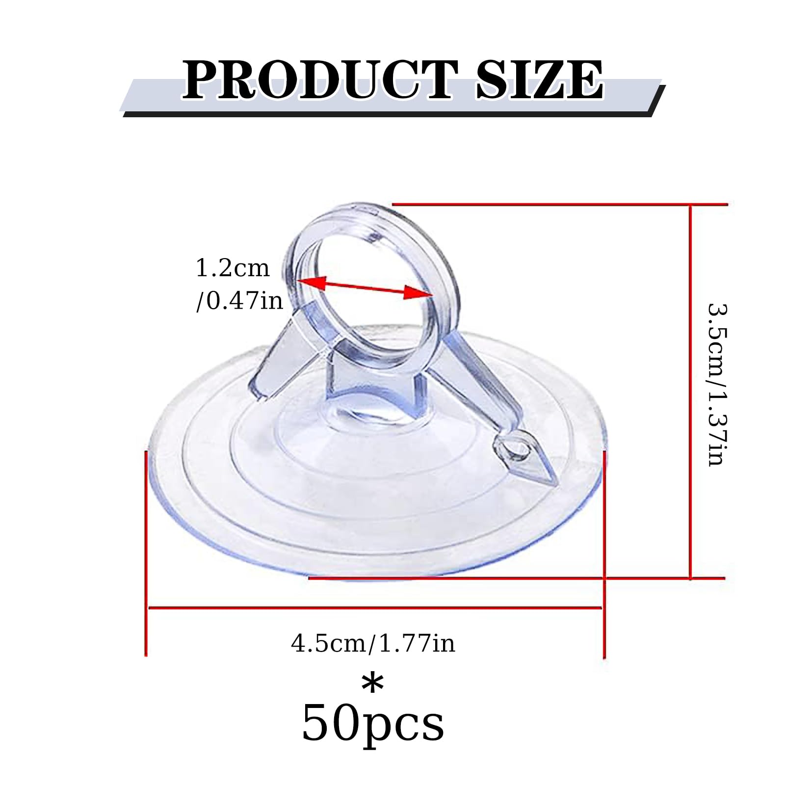 Ventosas Transparentes de Plástico PVC 45mm Extra Fuertes 50 Piezas para Cocina Baño Acuario
