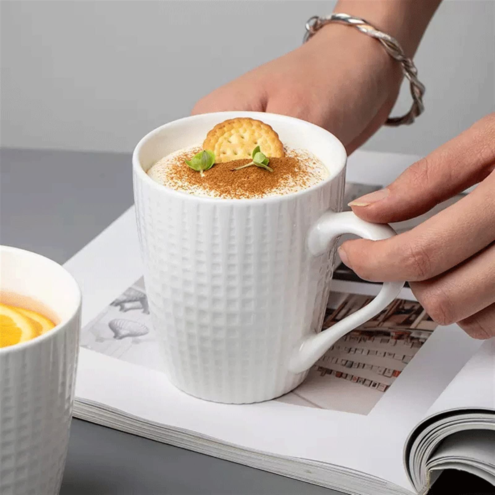 Tazas de café de cerámica con cuatro tazas de café para el hogar, tazas de agua para oficina, té simple por la tarde, tazas de café