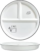 Vista 5 de 1 plato de cerámica para control de porciones de dinosaurio, plato dividido para comer racional, plato de postre dividido, plato de ensalada, plato