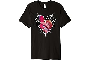 Marvel Spider-Man and Mary Jane Kiss Heart Web Premium T-Shirt