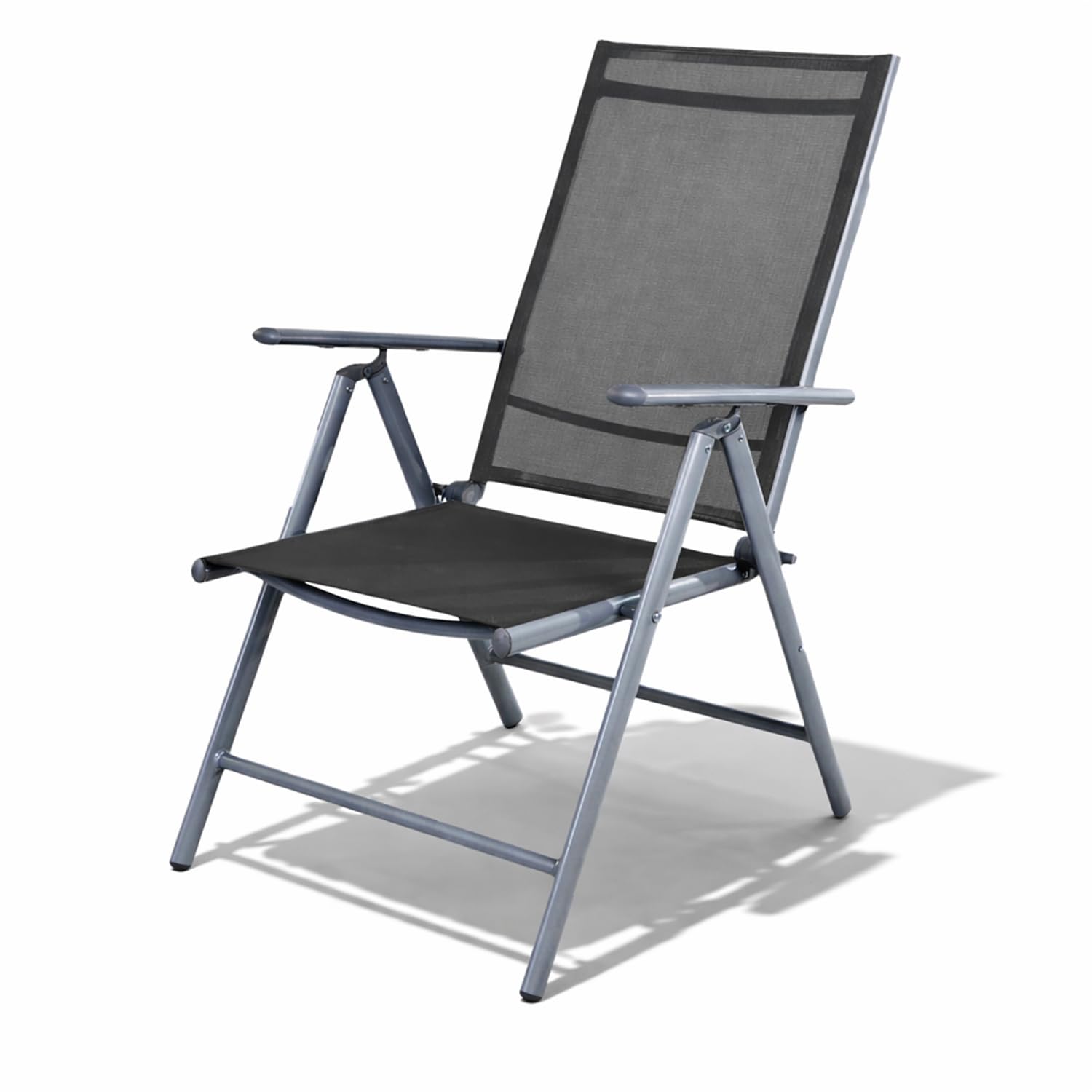 Mojawo Gartenstuhl Hochlehner 7-Fach verstellbar klappbar Silber/Anthrazit | Aluminium, Witterungsbeständig, Wetterfest