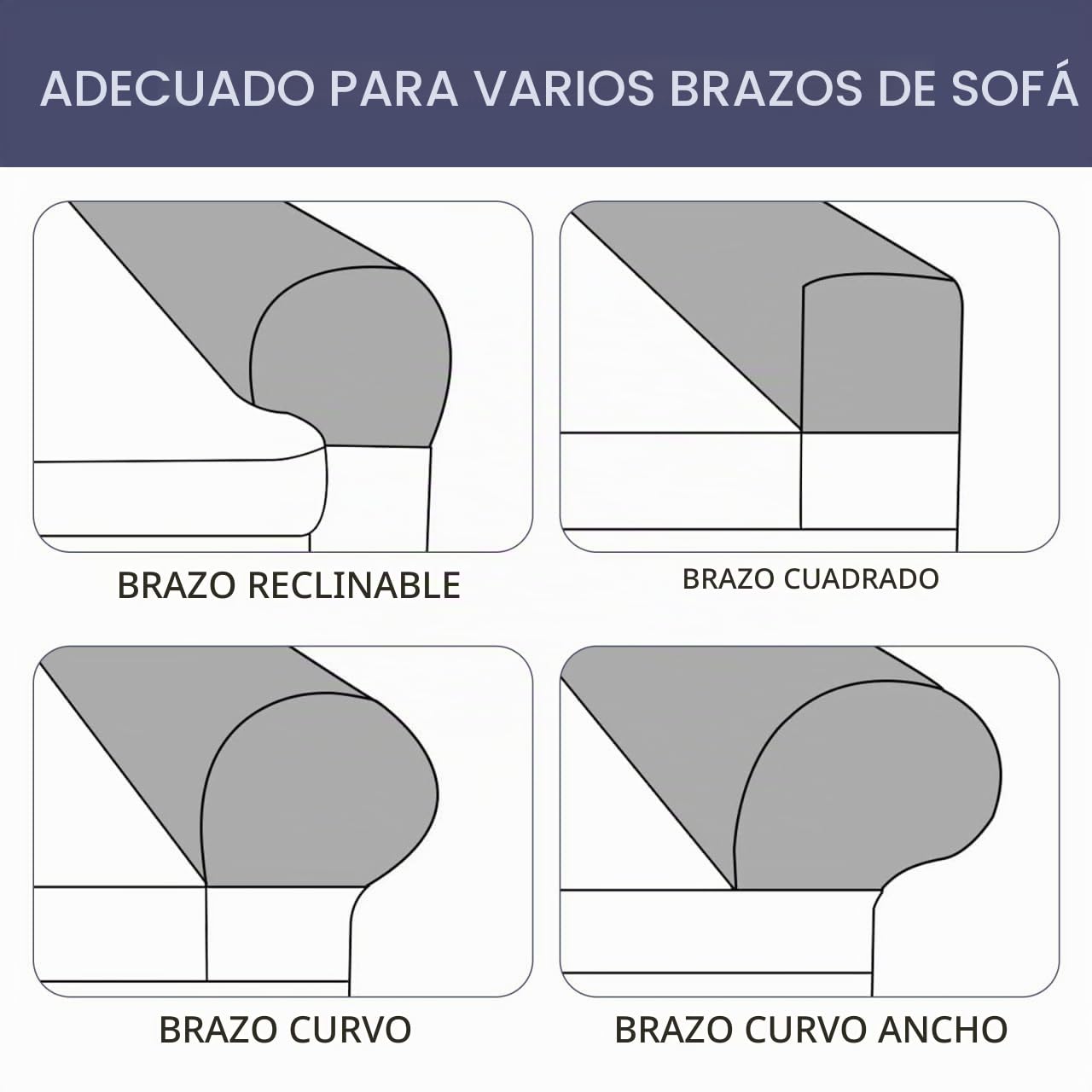 Didiseaon Fundas de Reposabrazos para Sofá, 2 Piezas, Tejido Elástico de Franela Gris Oscuro, Protección Resistente para Hogar y Oficina, Funda Antirayaduras para Brazos de Sofá