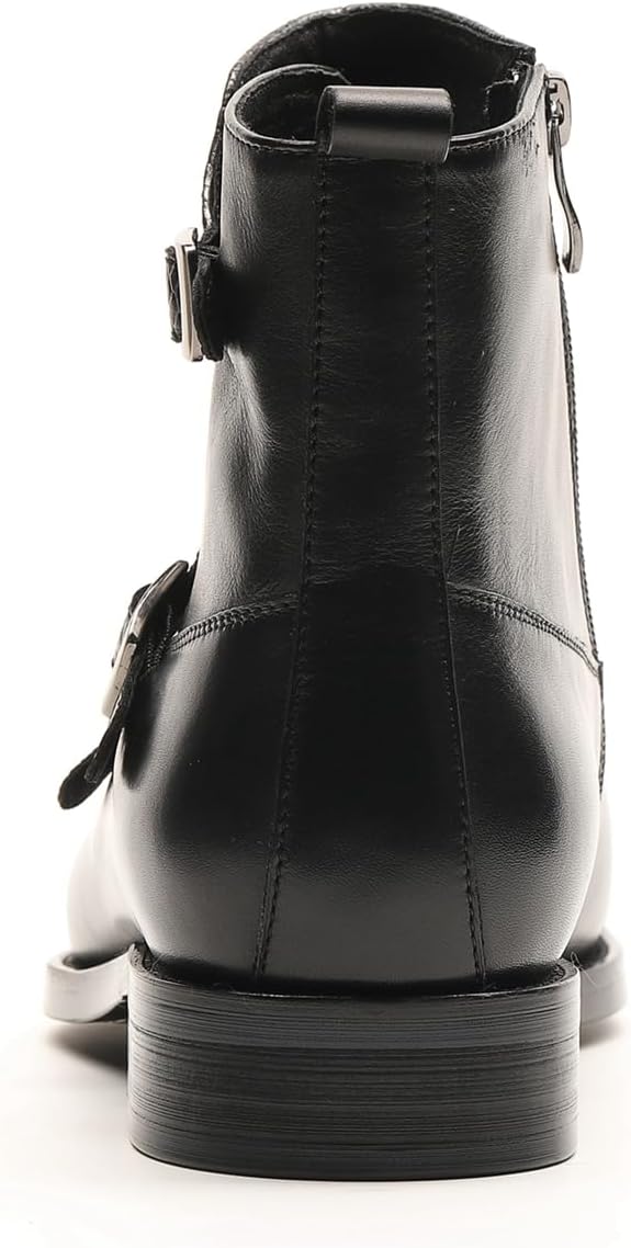 [ONE MAX] ビジネスブーツ メンズ 本革 サイドジップ モンクストラップ ショートブーツ エンジニアブーツ ワークブーツ ウ