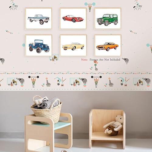 Miniatura 3 de XUOIAYNB Impresiones artísticas clásicas de acuarela para automóvil, diseño retro de auto todoterreno (8 x 10 x 6 unidades, sin marco), obra de arte