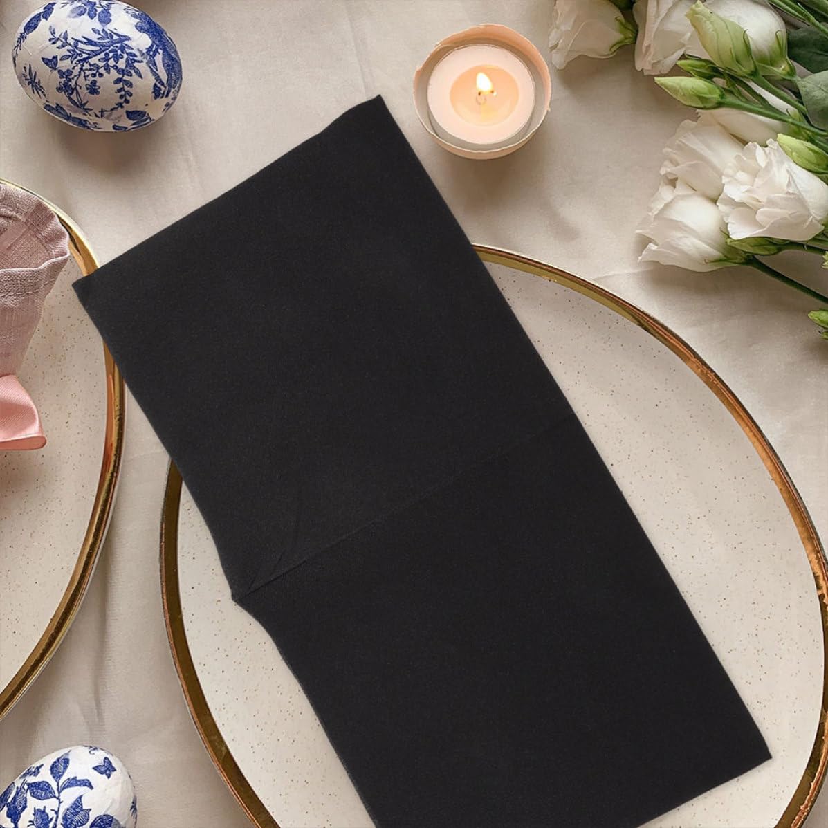 PLAFOPE 100 Servilletas de Papel Negro Gruesas y Seguras para Cenas y Bodas, Diseño Elegante y Estilo Sofisticado para Eventos y Fiestas