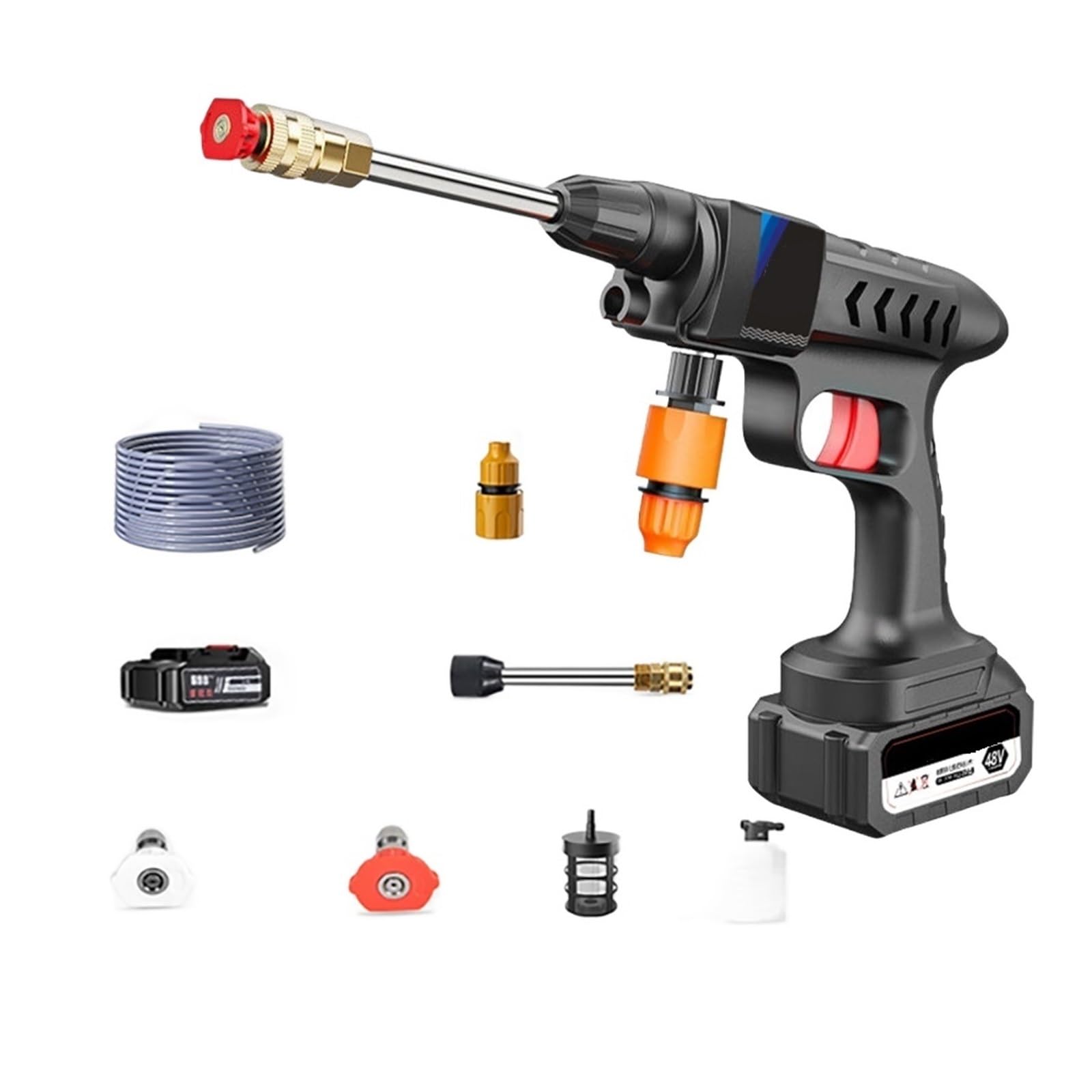 Boquilla De Pulverización Inalámbrica For Lavadoras Coches, Pistola Limpiadora Alta Presión, 20000mAh, 60bar, 6-10M, Máquinas Lavado A Chorro con Batería Litio Limpieza Potente