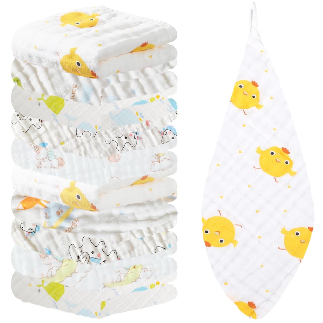 Mussole Neonato Cotone 25x25 cm 10 Pezzi Morbidi Assorbenti Traspiranti
