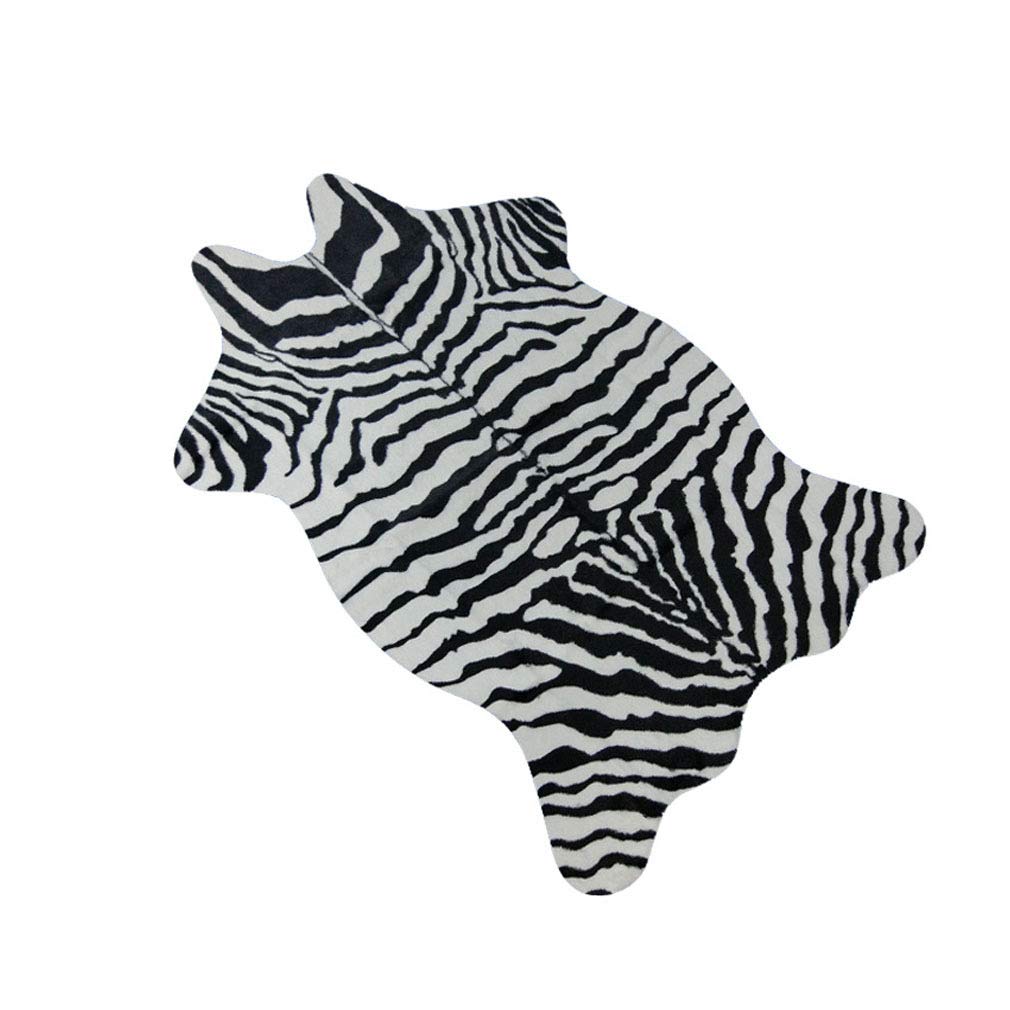 Verve Jelly Zebra Print Rug Large, Bedroom Rug Animal Faux Zebra Carpet Animal Mat Leather Natural Shape Soft Shaggy Area Rugs Floor Carpet for Livingroom, Home Office (43" Lx30 W)