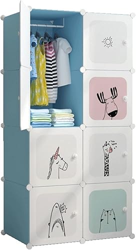 TOMYEUS Armario de plástico moderno y simple para niños armario de almacenamiento muebles de dormitorio muebles portátiles 295 x 185 x 579in armario