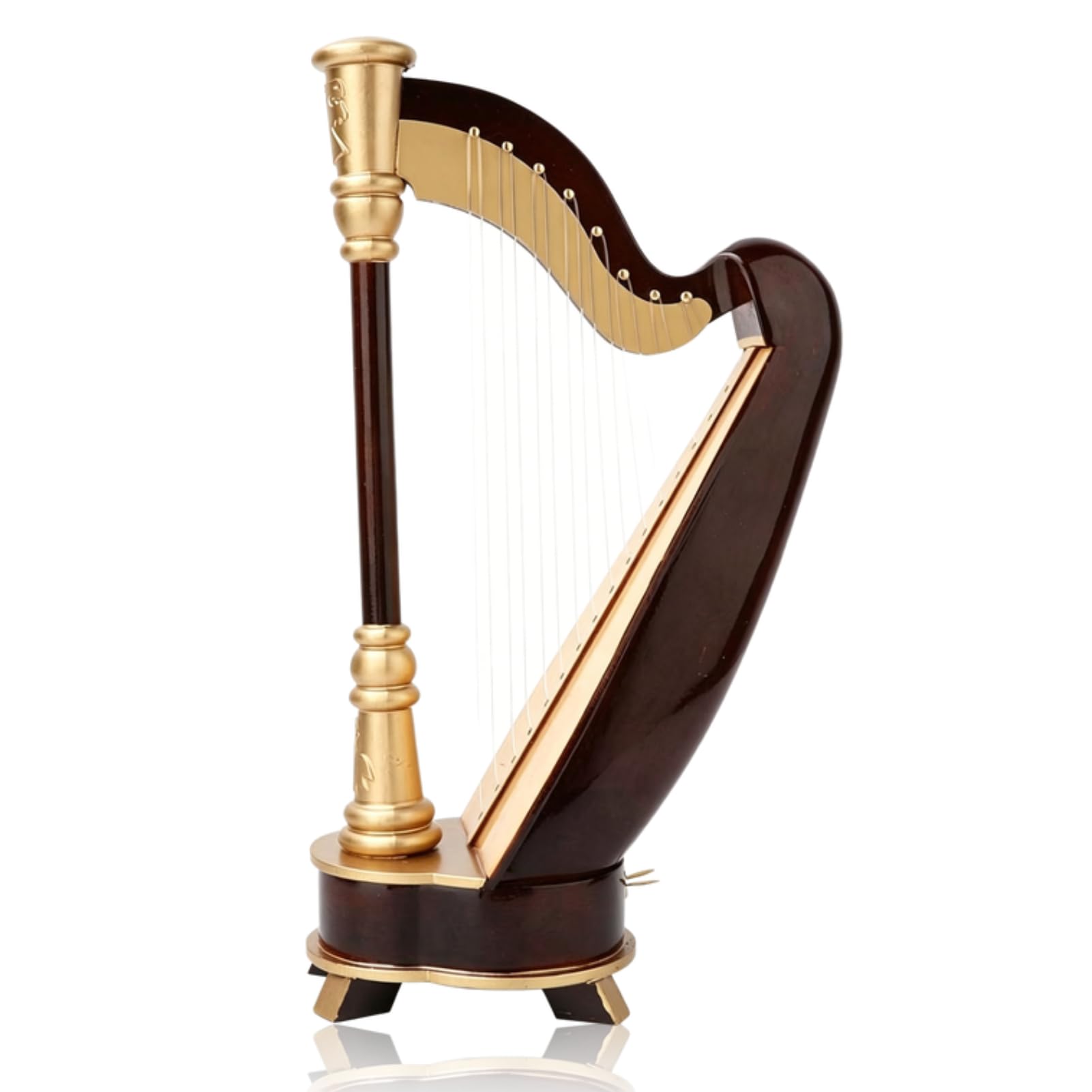 Harpe miniature en bois 25 cm avec boîte de rangement instrument de musique décoration maison