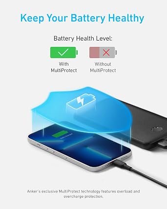 Anker Power Bank(PowerCore 10K),Compact Travel-Ready 10,000mAh Nano Power Bank, 10,000mAh Portable Charger with 2.3 ft InstaCord Retractable Cable