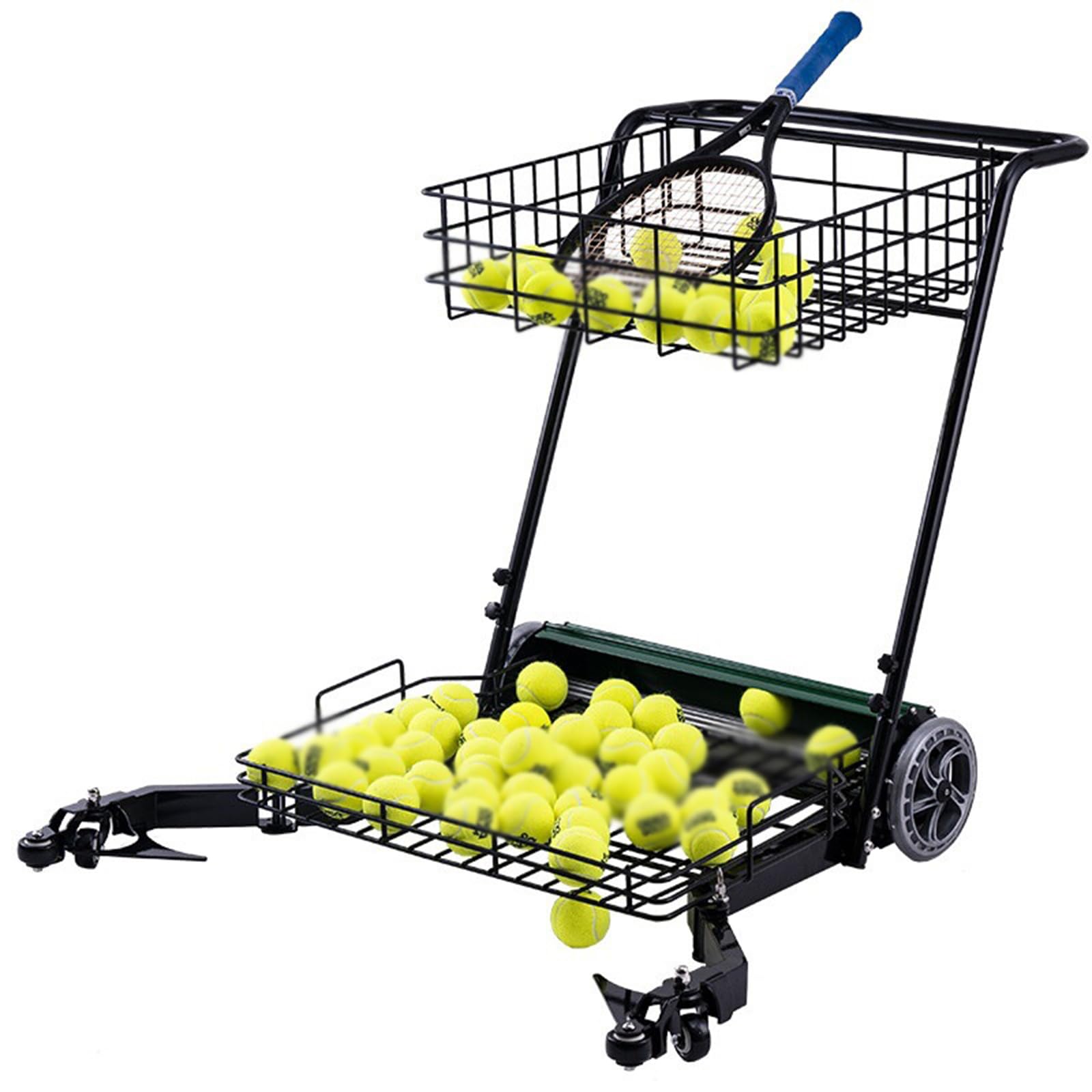 Raccoglitore automatico di palline da tennis, 290 grandi capacità, raccoglie 90 palline alla volta, ruota universale silenziosa, in lega di alluminio, per scuole, allenatori, club