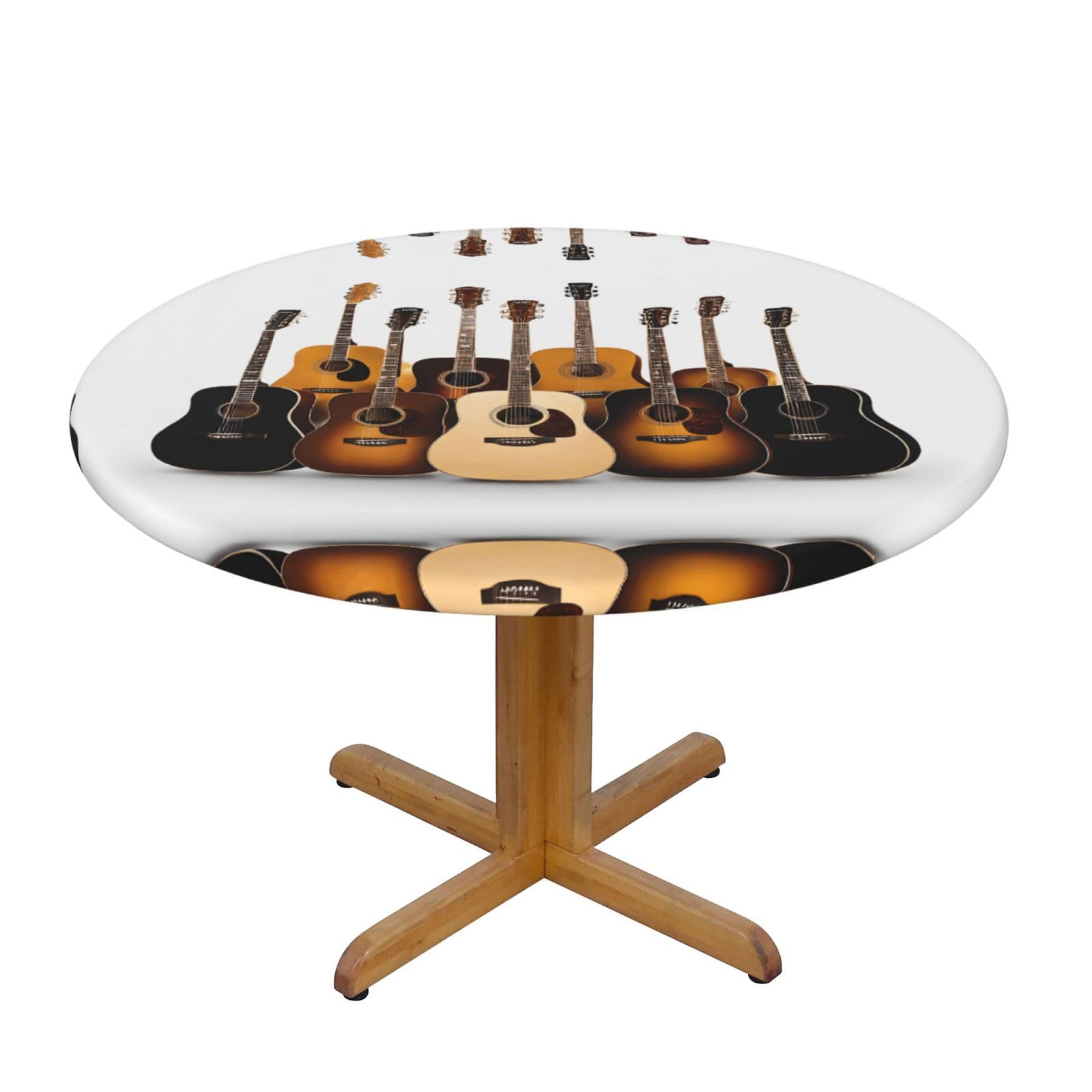 ESNAIUVCD Guitar print Waterproof Round Tablecloth,Outdoor Table Cloth with Elastic Edged, Elastic Tablecloth Wipeable, Garden Table Cloth Suitable for sizes 90cm-140cm
