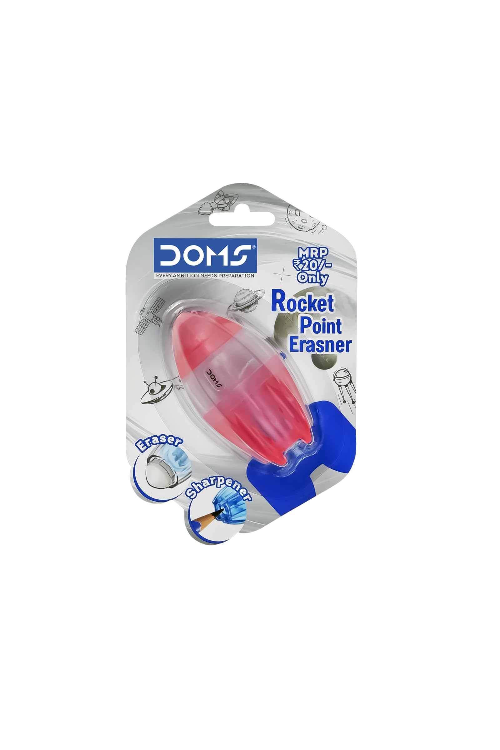 Doms Non Toxic Rocket Point Erasner | Non Toxic & Safe For Childrens | Easy Holding For ComFortable Erasing & Sharpning | Soft Dust Free Erasner | Pack of 5 - Image 7 thumbnail