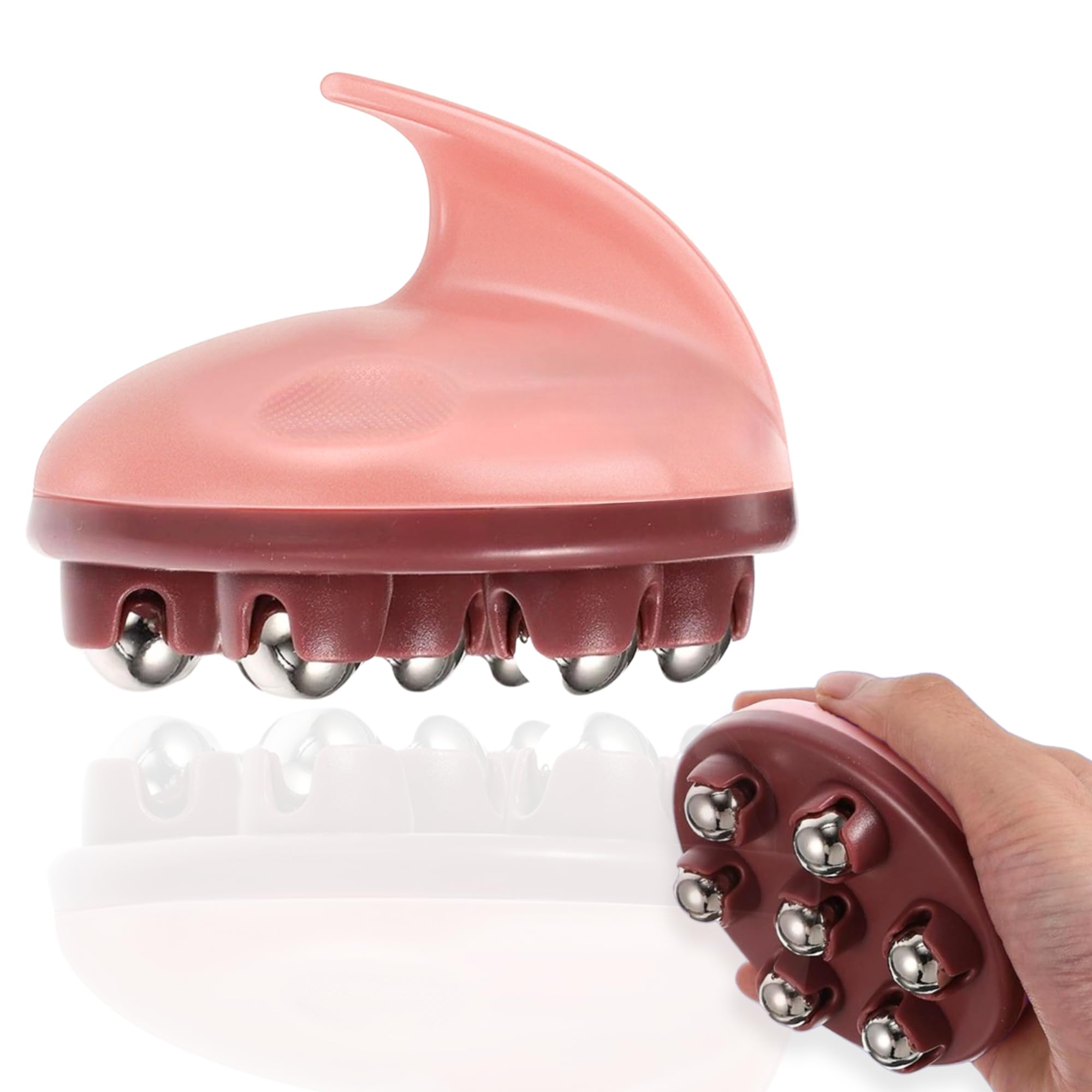 Masajeador Anticelulítico Manual con 7 Rodillos de Acero Inoxidable 360° | Piernas, Muslos, Glúteos, Abdomen y Brazos | Ideal para Aplicar Cremas Reafirmantes y Anticelulíticas (AZUL) (Rosa)