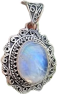 Natural Rainbow Moonstone Pendant, Oval Stone Pendant, Blue Fire Pendant, Boho Hippie Pendant, Statement Pendant, Gift For All, Gemstone Jewelry, Handmade Pendant, Blue Flash ~ Moonstone Jewelry, Moonstone Jewelry