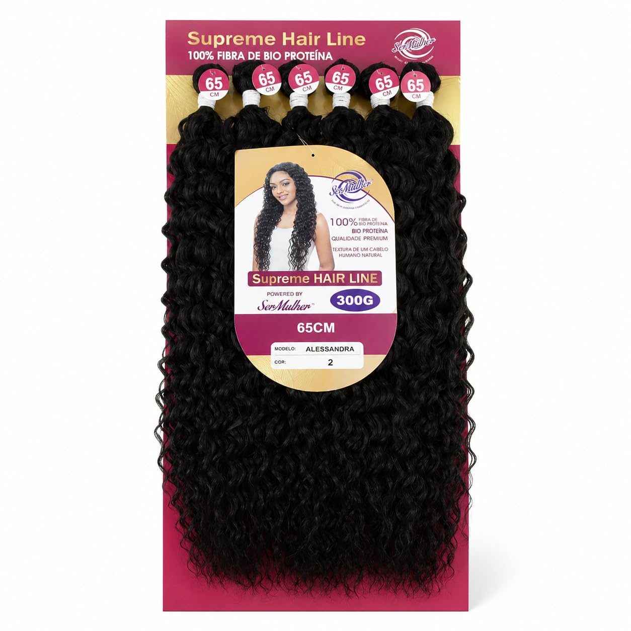 Extension Capelli Ricci e Mossi a Tessitura in Bioproteina, 300 gr, 100% Aspetto Naturale - Hair Texture IDEALI per Styling Ricci, Ondulati, Volume Naturale, 6x65 cm, ALESSANDRA (Natural Black)