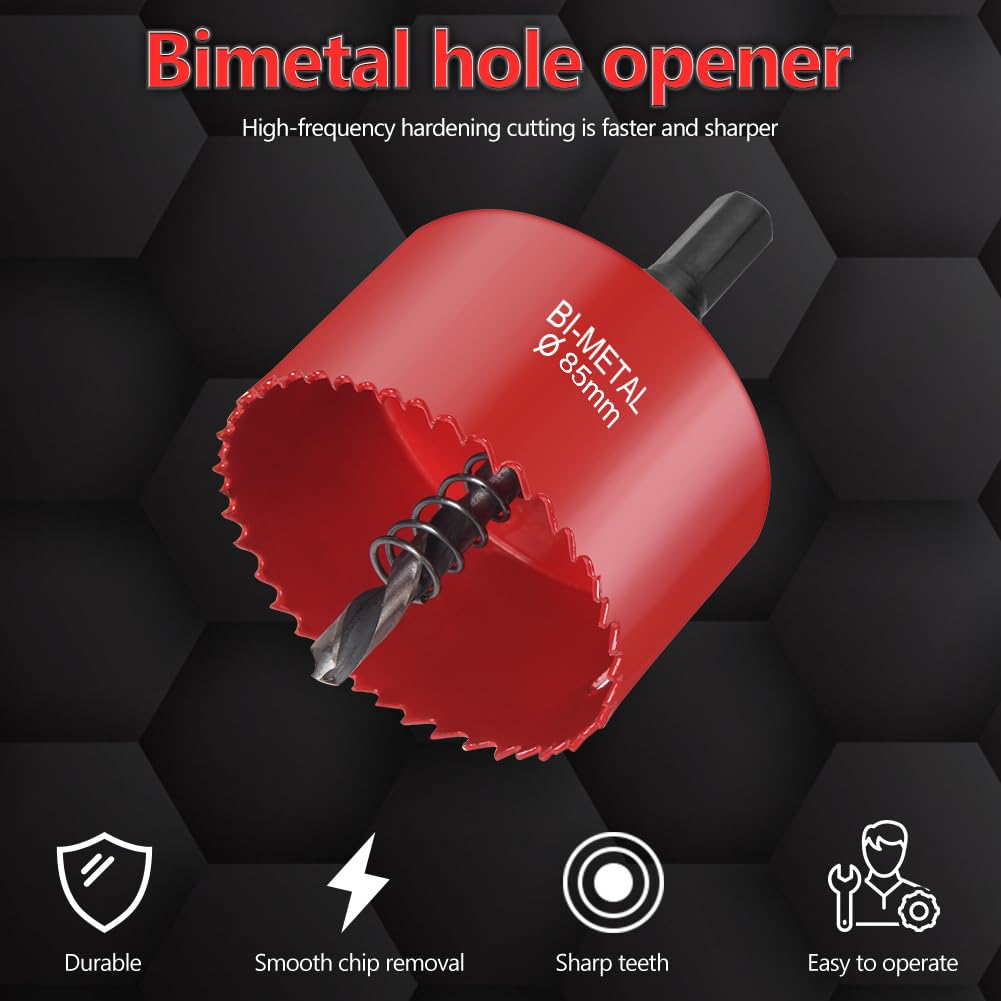 Flintronic Bi-Metal Hole Saw, 85mm Hole Saws Cutter, Smooth Fast Cutting metal hole Cutter - Image 4
