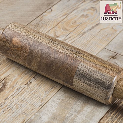 Rusticity® Wood Rolling Pin Ideal For Baking Needs - Used By Bakers & Cooks For Pasta, Cookie Dough, Pastry, Bakery, Pizza, Fondant, Chapati | Acacia Wood | Handmade | (18 X2 In) #TOP1