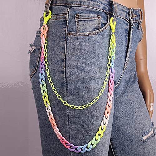 Nongfuge 6 Pcs Fashion Cute Punk Pocket Jeans Pants Chain Metal Acrylic With Charms Necklace For Teen Girl Women Boys #TOP4