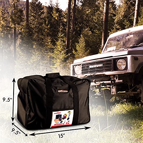 Autofonder 11Pcs Recovery Gear Offroad 4X4 Kit-3 Pk Snatch Straps+2 D-Shackles+Snatch Block+Folding Survival Shovel+Tire Deflator+ Leather Gloves+Winch Dampener +Gear Bag- Tow Strap Recovery Set #TOP5