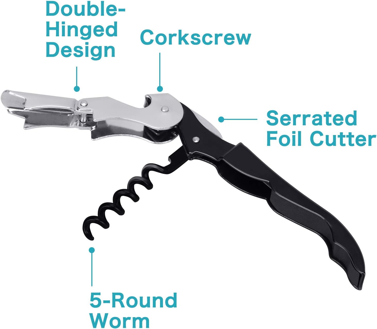Coosion Waiter’s Corkscrew, Wine Opener with Foil Cutter, Waiter’s Friend, Professional Wine Key for Servers, Bottle Opener, Beer Opener, Wine Accessory (5 Pack)