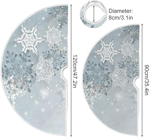 Miniatura 3 de Falda de árbol de Navidad plateada con copos de nieve, decoración de árbol de Navidad gris de invierno de 35 pulgadas para suministros de fiesta
