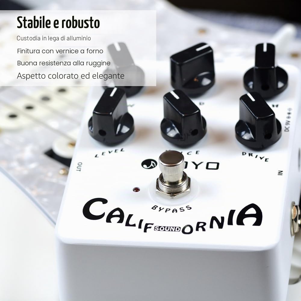 JOYO Overdrive - Amplificatore a pedale distorsione, suono rock, da OD a Dist, per effetti chitarra elettrica, Bypass (California Sound JF-15)