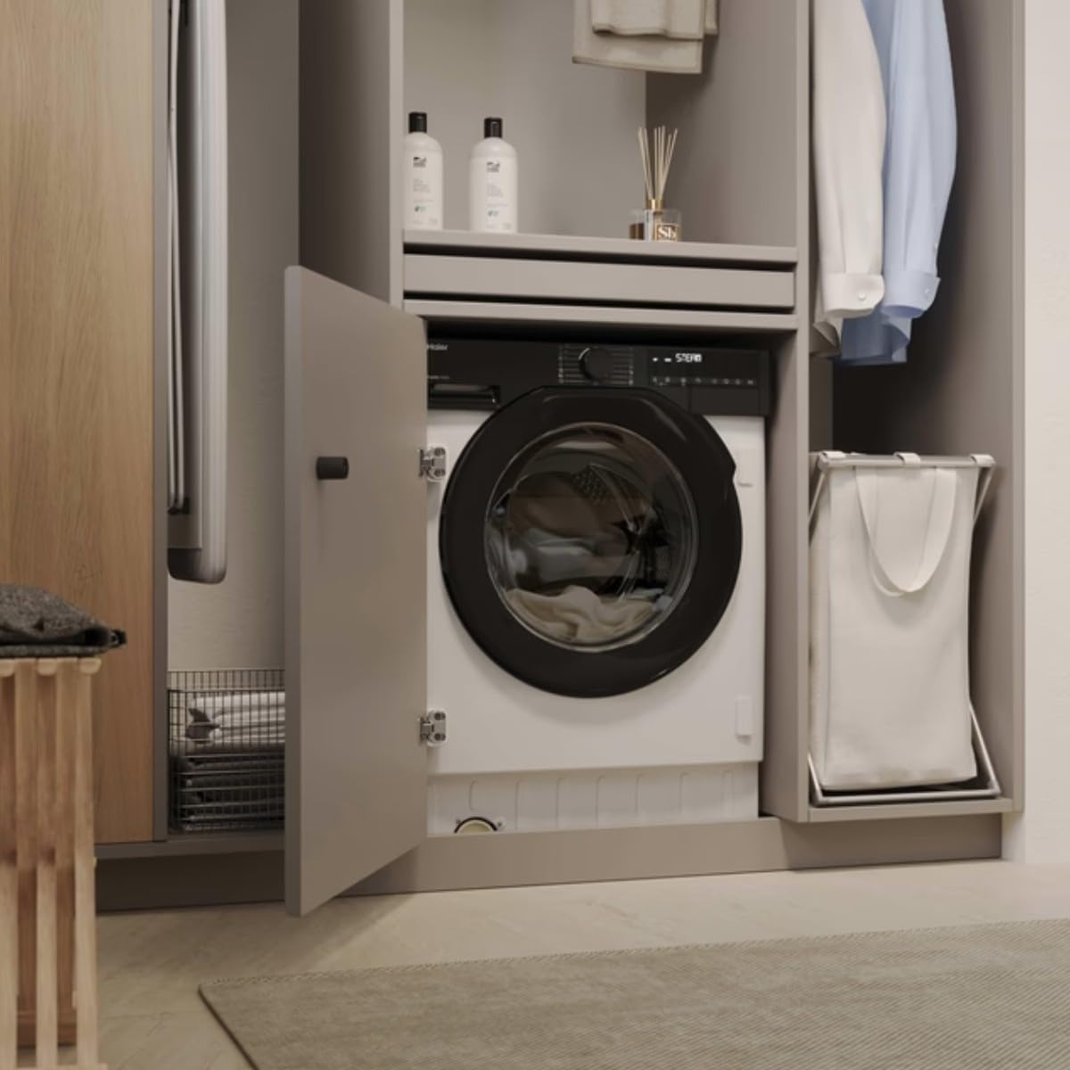 Haier Serie 6 BHA6SD696M6DB9-S Lavatrice asciugatrice, capacità 9 kg + 6 kg, motore inverter, Wi-Fi, classe A-30%, funzione vapore, fine differente, integrazione, 60 cm di larghezza, 1600 giri/min, 16
