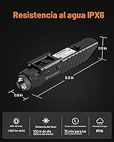 Vista 5 de TOUGHSOUL linterna táctica con mira láser verde, combo de 1450 lúmenes, linterna recargable para rifle montada en riel Picatinny MLOK (láser verde)