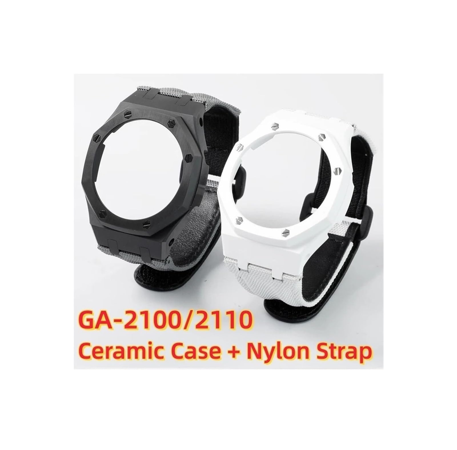 Cinturino adatto for Casio GSHOCK GA2100 GA2110 GA-B2100 | Kit custodia in ceramica con in nylon/gomma fluorurata