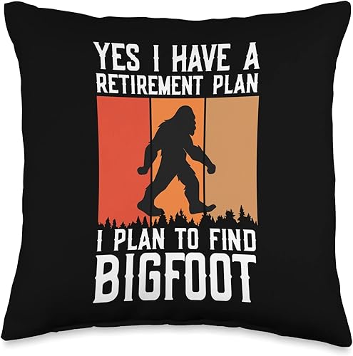 I Plan To Find Bigfoot, My Retirement Plan Yeti Yes I Have a Retirement, Plan to Find Bigfoot Yeti Throw Pillow, 16 x 16 pulgadas, multicolor