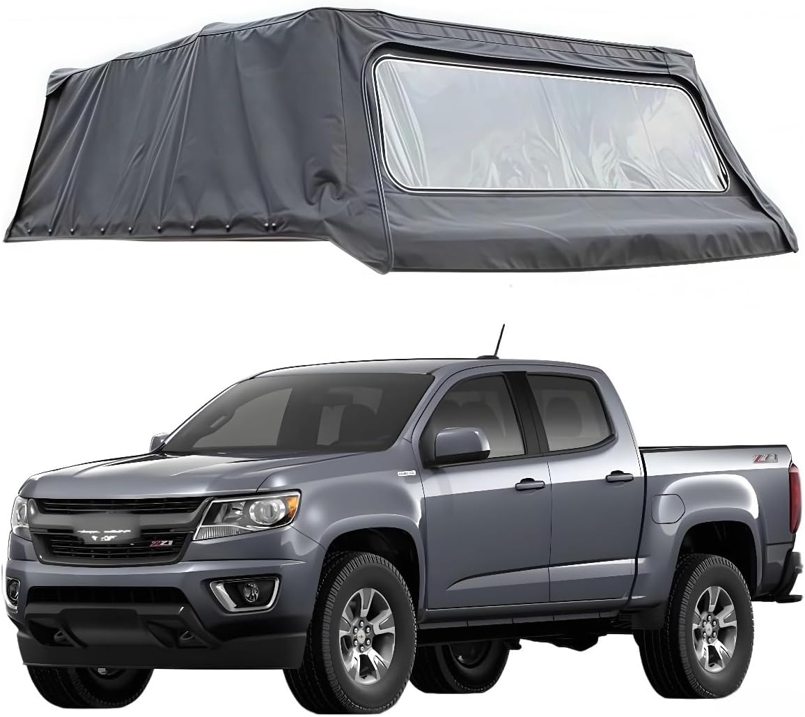 Bravixan Foldable Soft Truck Topper with Rear Tent Extension (6.2 ft base)