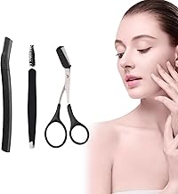 Eyebrow Scissors with Comb, 3 Pieces Razor, Eyebrow Knife, Eyebrow Clip, Double Head, Eyebrow Scissors, Eyebrow Scissors for Men and Women